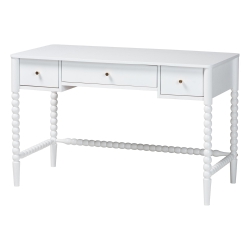 Baxton Studio Lucera Bobbin Writing Desk - 3-Drawer Home Office Desk with Spindle Frame, White